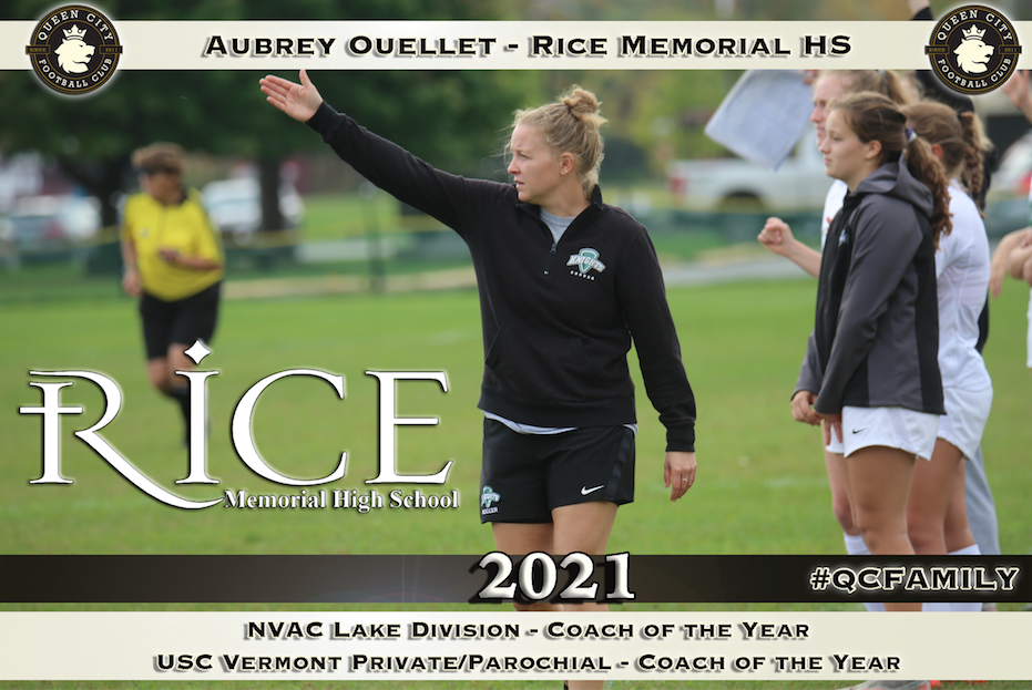 QCFC Coach Aubrey Ouellet Named Lake Division and VT Private/Parochial Coach of the Year